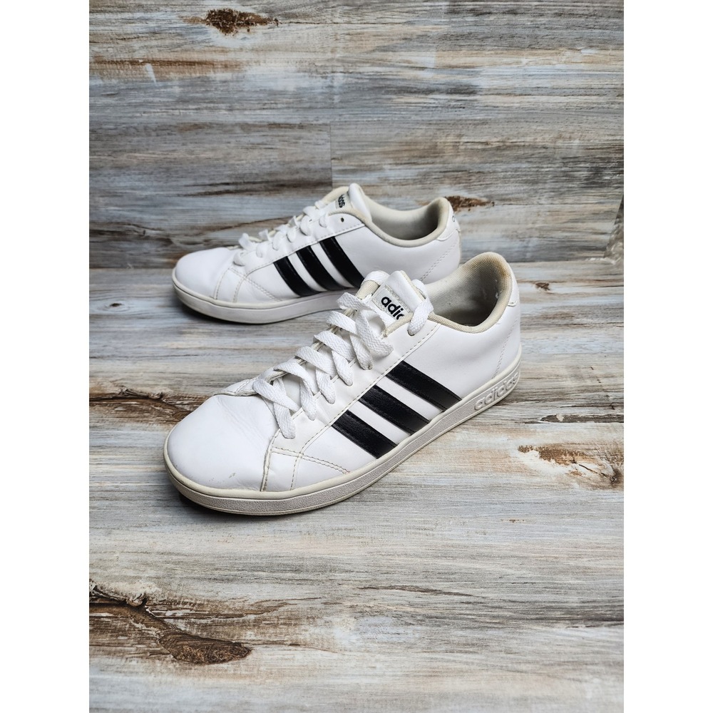 Adidas Neo Baseline White Black Leather Sneakers AW4409 Mens 8